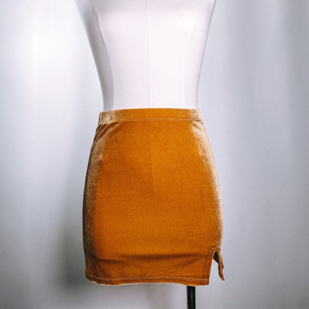 Gold Velvet Mini Skirt